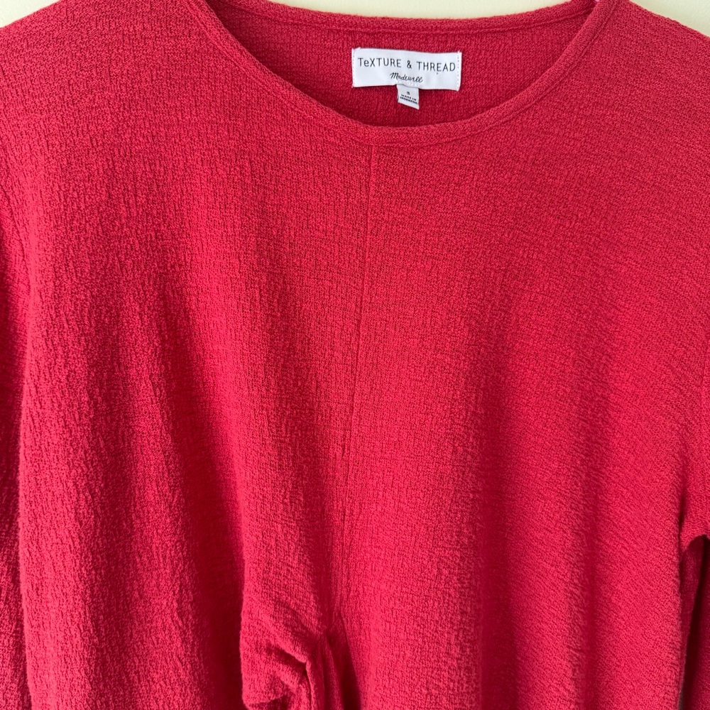 Madewell Texture And Thread Side Tie Top Cotton Red Womens Small Casual Modest - Picture 6 of 10